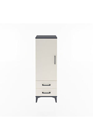 Arges Dolap 3 Raflı 2 Çekmeceli Tek Kapaklı 44x30x134 Antrasit-Aytaşı