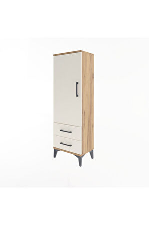 Arges Dolap 3 Raflı 2 Çekmeceli Tek Kapaklı 44x30x134 Çam-Aytaşı