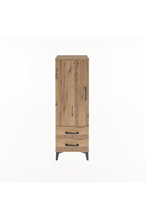 Arges Dolap 3 Raflı 2 Çekmeceli Tek Kapaklı 44x30x134 Çam-Çam