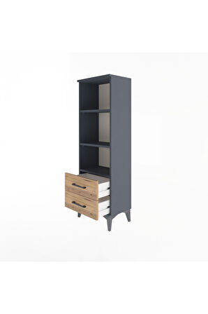 Arges Dolap 3 Raflı 2 Çekmeceli 44x30x134 Antrasit-Çam