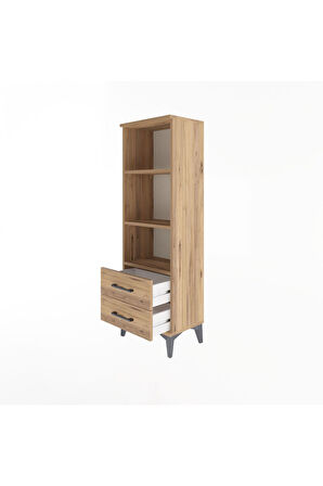 Arges Dolap 3 Raflı 2 Çekmeceli 44x30x134 Çam-Çam