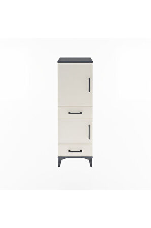Arges Dolap 3 Raflı 2 Çekmeceli 2 Kapaklı 44x30x134 Antrasit-Aytaşı