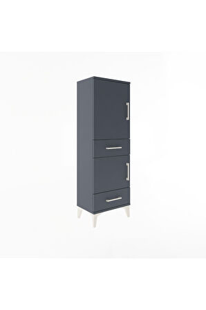 Arges Dolap 3 Raflı 2 Çekmeceli 2 Kapaklı 44x30x134 Antrasit-Antrasit
