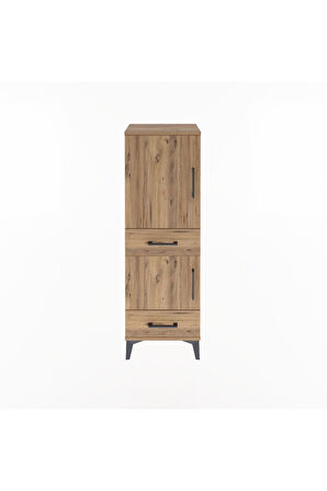 Arges Dolap 3 Raflı 2 Çekmeceli 2 Kapaklı 44x30x134 Çam-Çam