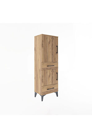 Arges Dolap 3 Raflı 2 Çekmeceli 2 Kapaklı 44x30x134 Çam-Çam
