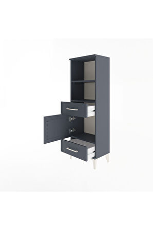 Arges Dolap 3 Raflı 2 Çekmeceli Tek Kapaklı 44x30x134 Antrasit-Antrasit