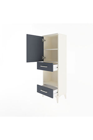 Arges Dolap 3 Raflı 2 Çekmeceli Tek Kapaklı 44x30x134 Aytaşı-Antrasit