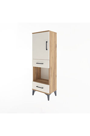 Arges Dolap 3 Raflı 2 Çekmeceli Tek Kapaklı 44x30x134 Çam-Aytaşı