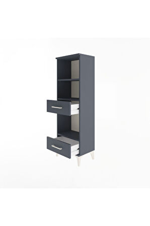 Arges Dolap 3 Raflı 2 Çekmeceli 44x30x134 Antrasit-Antrasit