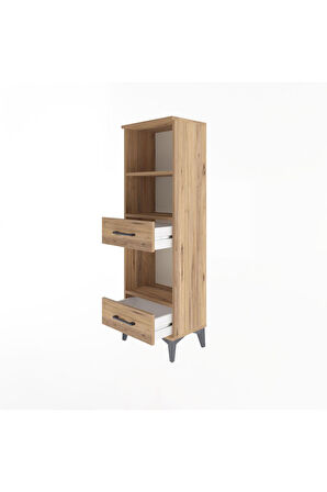 Arges Dolap 3 Raflı 2 Çekmeceli 44x30x134 Çam-Çam