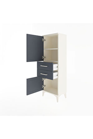 Arges Dolap 2 Raflı 2 Çekmeceli 2 Kapaklı 44x30x134 Aytaşı-Antrasit