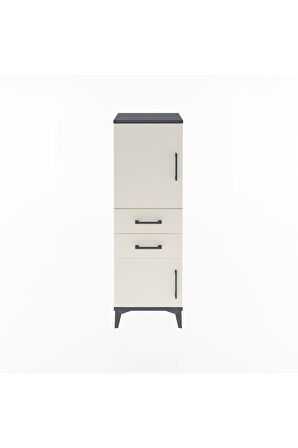 Arges Dolap 2 Raflı 2 Çekmeceli 2 Kapaklı 44x30x134 Antrasit-Aytaşı