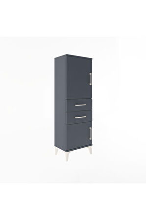 Arges Dolap 2 Raflı 2 Çekmeceli 2 Kapaklı 44x30x134 Antrasit-Antrasit