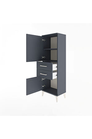 Arges Dolap 2 Raflı 2 Çekmeceli 2 Kapaklı 44x30x134 Antrasit-Antrasit