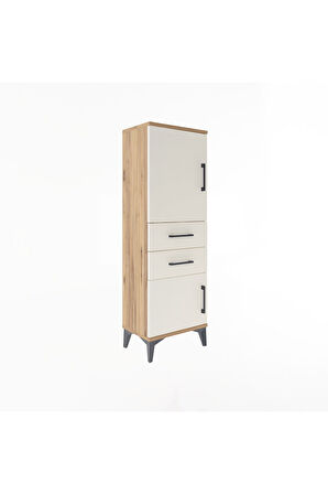Arges Dolap 2 Raflı 2 Çekmeceli 2 Kapaklı 44x30x134 Çam-Aytaşı