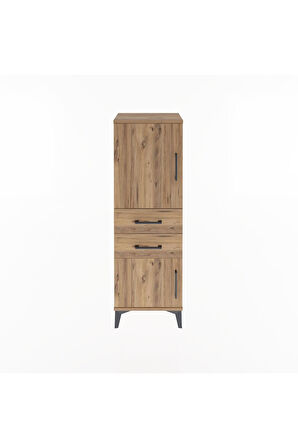 Arges Dolap 2 Raflı 2 Çekmeceli 2 Kapaklı 44x30x134 Çam-Çam
