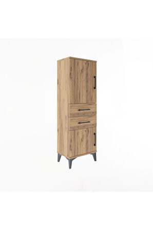 Arges Dolap 2 Raflı 2 Çekmeceli 2 Kapaklı 44x30x134 Çam-Çam