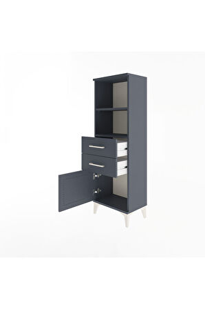 Arges Dolap 2 Raflı 2 Çekmeceli Tek Kapaklı 44x30x134 Antrasit-Antrasit