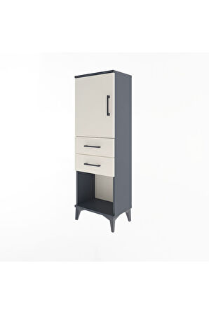 Arges Dolap 2 Raflı 2 Çekmeceli Tek Kapaklı 44x30x134 Antrasit-Aytaşı