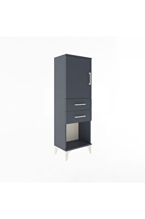 Arges Dolap 2 Raflı 2 Çekmeceli Tek Kapaklı 44x30x134 Antrasit-Antrasit