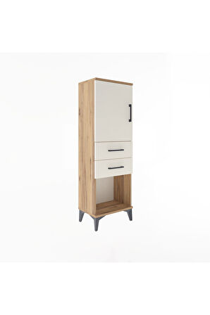 Arges Dolap 2 Raflı 2 Çekmeceli Tek Kapaklı 44x30x134 Çam-Aytaşı