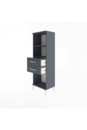 Arges Dolap 2 Raflı 2 Çekmeceli 44x30x134 Antrasit-Antrasit