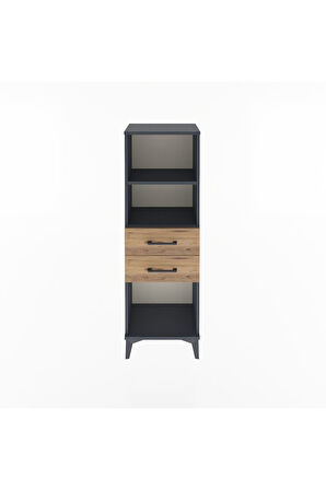 Arges Dolap 2 Raflı 2 Çekmeceli 44x30x134 Antrasit-Çam