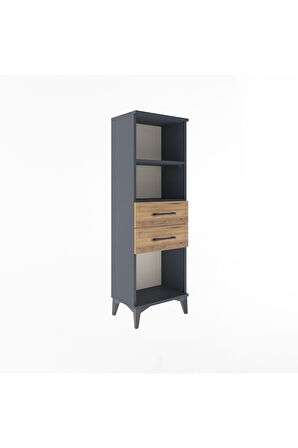 Arges Dolap 2 Raflı 2 Çekmeceli 44x30x134 Antrasit-Çam