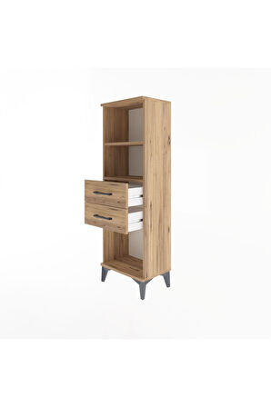 Arges Dolap 2 Raflı 2 Çekmeceli 44x30x134 Çam-Çam