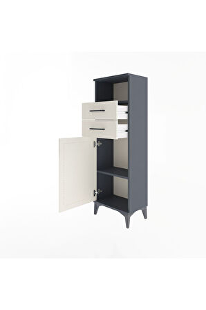 Arges Dolap 2 Raflı 2 Çekmeceli Tek Kapaklı 44x30x134 Antrasit-Aytaşı