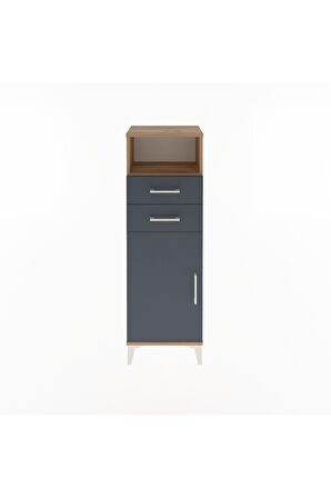 Arges Dolap 2 Raflı 2 Çekmeceli Tek Kapaklı 44x30x134 Çam-Antrasit