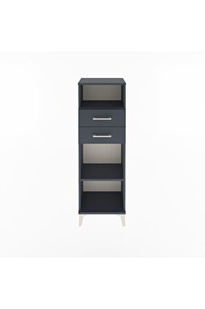 Arges Dolap 2 Raflı 2 Çekmeceli 44x30x134 Antrasit-Antrasit