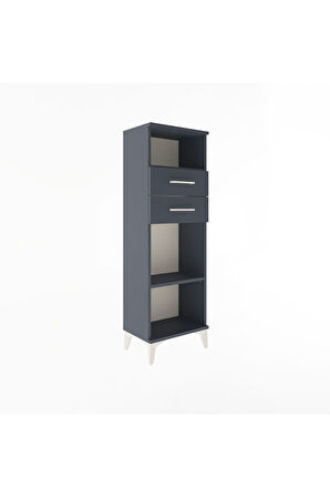 Arges Dolap 2 Raflı 2 Çekmeceli 44x30x134 Antrasit-Antrasit