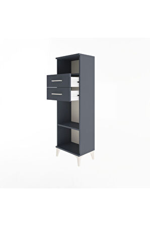 Arges Dolap 2 Raflı 2 Çekmeceli 44x30x134 Antrasit-Antrasit