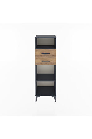 Arges Dolap 2 Raflı 2 Çekmeceli 44x30x134 Antrasit-Çam