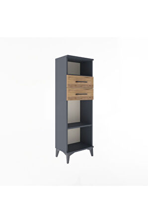 Arges Dolap 2 Raflı 2 Çekmeceli 44x30x134 Antrasit-Çam