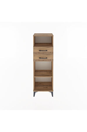 Arges Dolap 2 Raflı 2 Çekmeceli 44x30x134 Çam-Çam