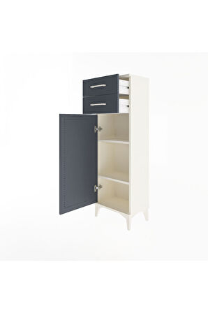 Arges Dolap 2 Raflı 2 Çekmeceli Tek Kapaklı 44x30x134 Aytaşı-Antrasit