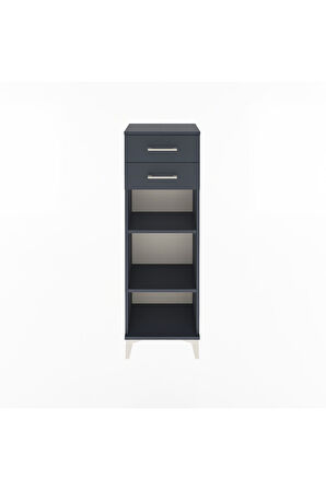 Arges Dolap 2 Raflı 2 Çekmeceli 44x30x134 Antrasit-Antrasit
