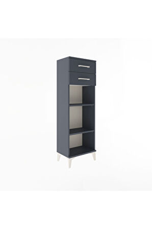 Arges Dolap 2 Raflı 2 Çekmeceli 44x30x134 Antrasit-Antrasit