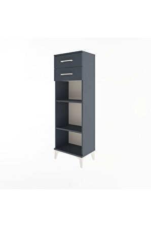 Arges Dolap 2 Raflı 2 Çekmeceli 44x30x134 Antrasit-Antrasit