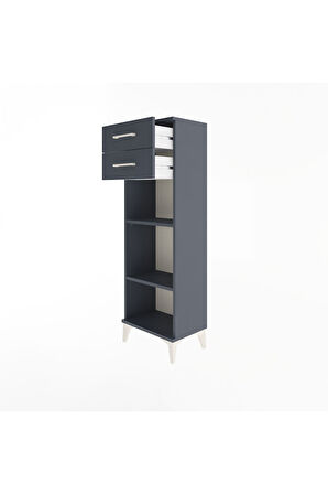 Arges Dolap 2 Raflı 2 Çekmeceli 44x30x134 Antrasit-Antrasit