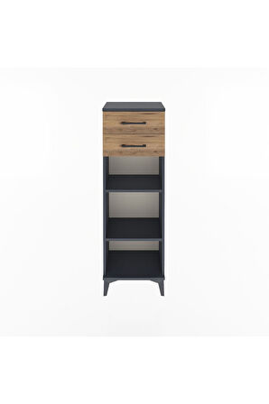 Arges Dolap 2 Raflı 2 Çekmeceli 44x30x134 Antrasit-Çam