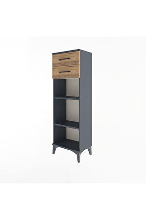 Arges Dolap 2 Raflı 2 Çekmeceli 44x30x134 Antrasit-Çam