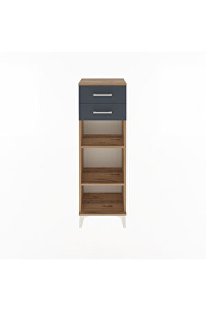 Arges Dolap 2 Raflı 2 Çekmeceli 44x30x134 Çam-Antrasit
