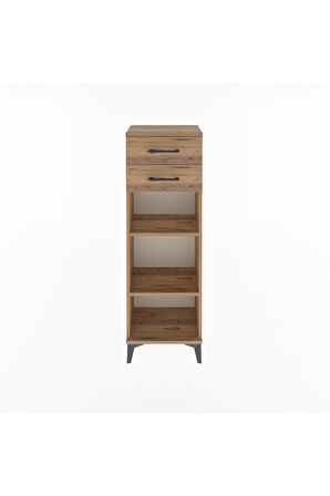 Arges Dolap 2 Raflı 2 Çekmeceli 44x30x134 Çam-Çam
