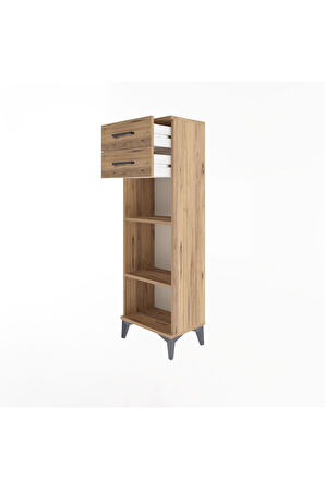 Arges Dolap 2 Raflı 2 Çekmeceli 44x30x134 Çam-Çam