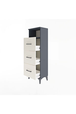 Arges Dolap Tek Raflı 3 Çekmeceli 44x30x134 Antrasit-Aytaşı