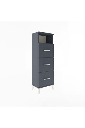 Arges Dolap Tek Raflı 3 Çekmeceli 44x30x134 Antrasit-Antrasit