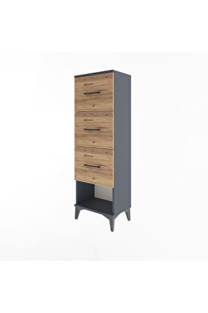 Arges Dolap 3 Çekmeceli 44x30x134 Antrasit-Çam